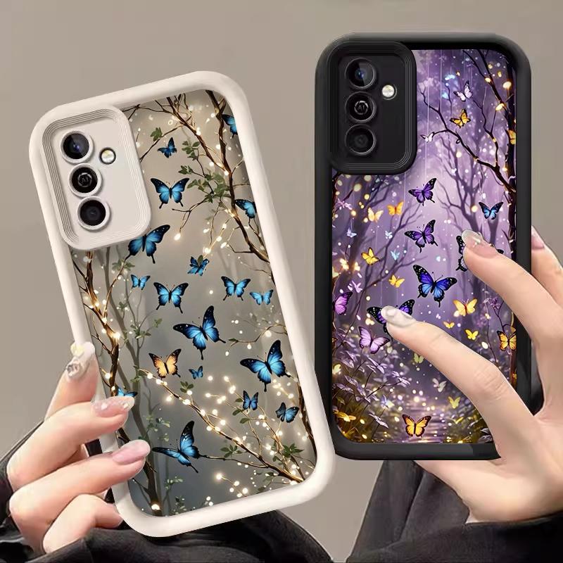 Luxury Glow in The Dark Butterfly Print Phone Case for Samsung Galaxy A55 A54 A53 A52 A51 A52 A31 A34 A14 13 Soft Silicone Cover