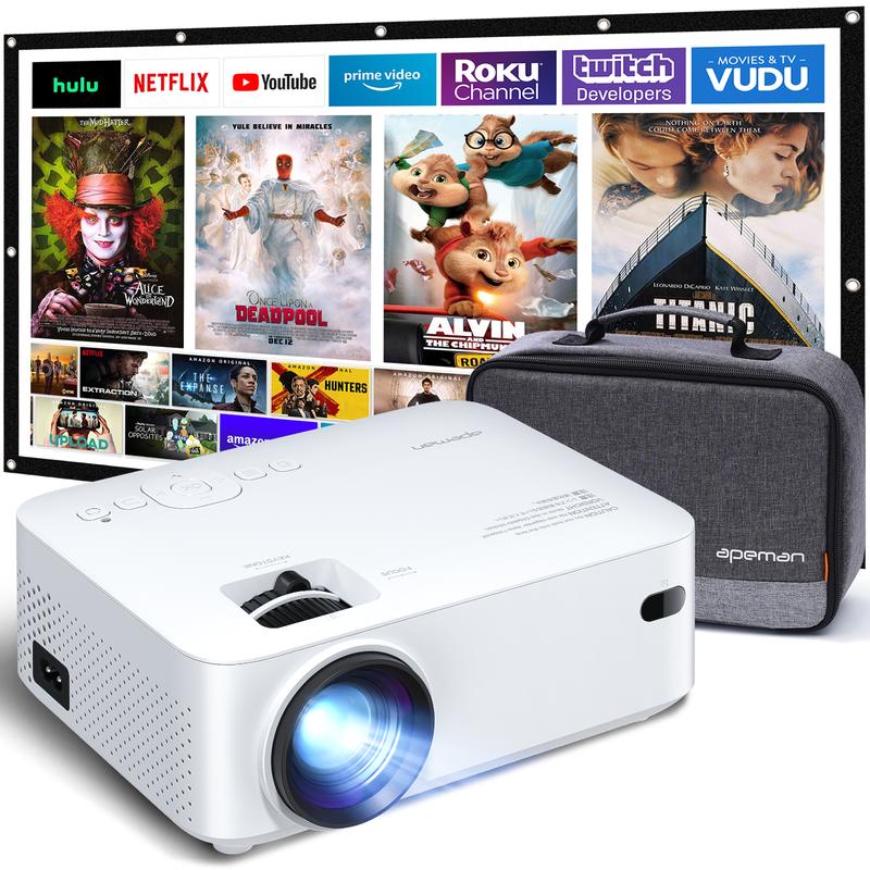 Apeman Mini Projector,1080P,200'' Max Display 60000Hrs Lamp Life Port…