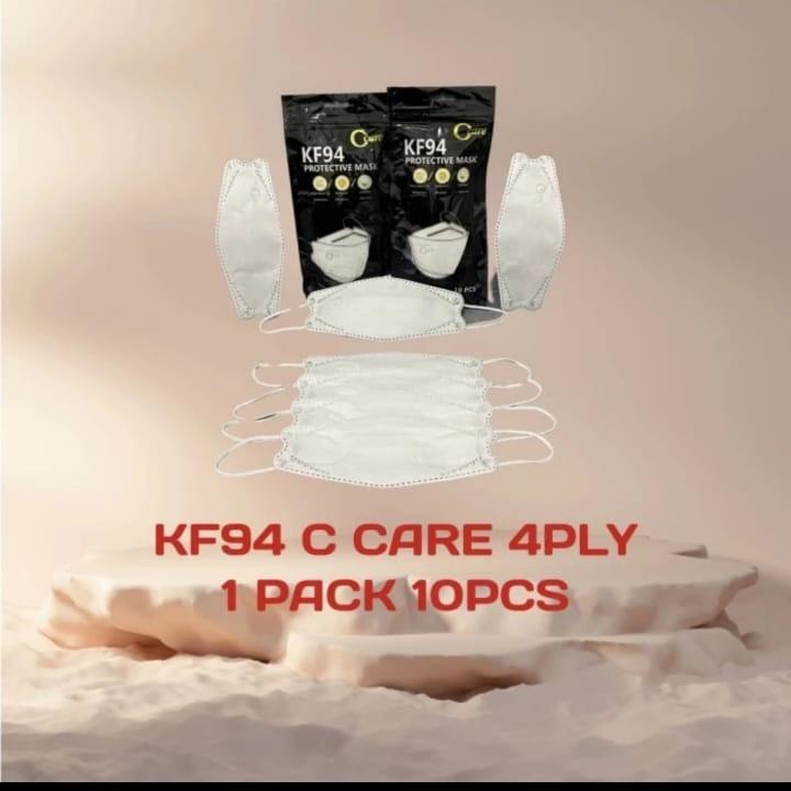 Masker KF94 C CARE 4ply protective mask isi 10pcs evo 3D - PUTIH