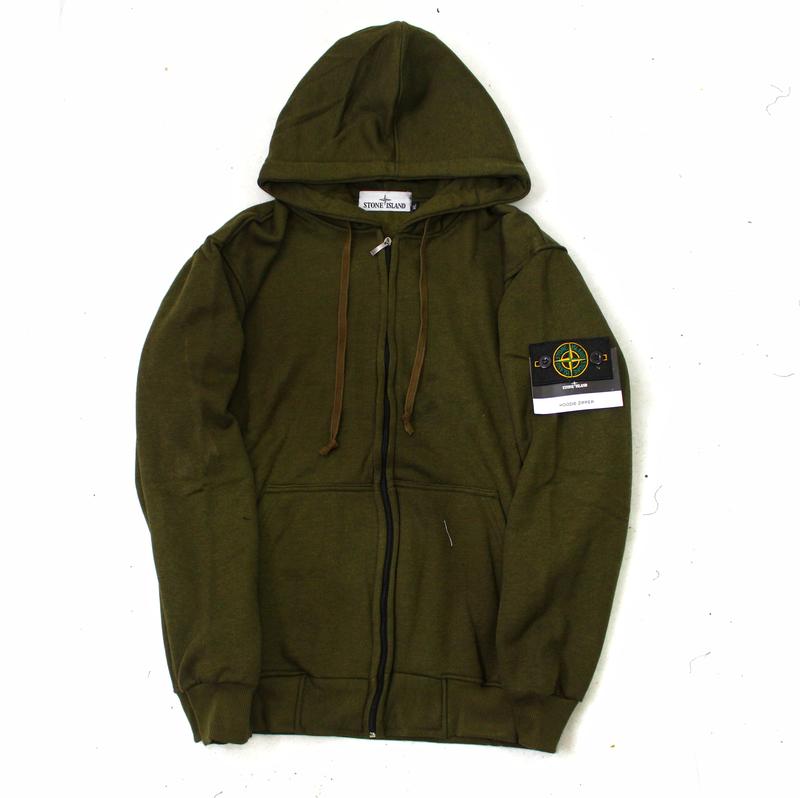 JAKET SWEATER HOODIE ZIPPER STONE ISLAND WARNA OLIVE FULL TAG UNTUK P…