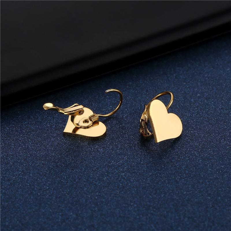 Søde Romantiske Rustfrit Stål Guldfarvede Hjerteformede Øreringe Til Piger Stilfulde Enkle Geometriske Øreringe Smykker_voghion.com