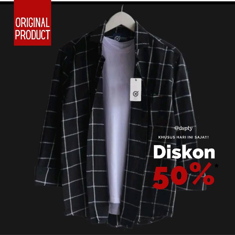 Kemeja Flanel Lengan Panjang Premium