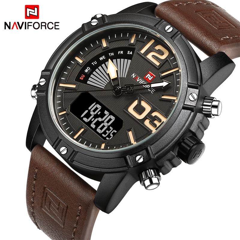 NAVIFORCE Double Display Watch Men Army Military Sports Watches Man L…