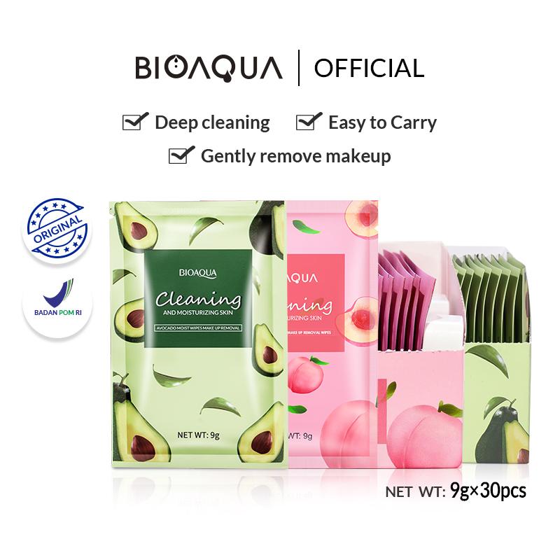 【BPOM】 BIOAQUA Avocado Moist Wipes Make Up Removal Peach Makeup Remov…