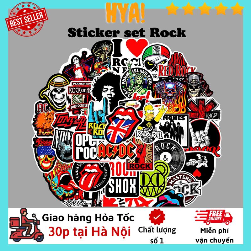 Sticker dán mũ bảo hiểm set Rock 50 hình dán sticker chống nước trang…