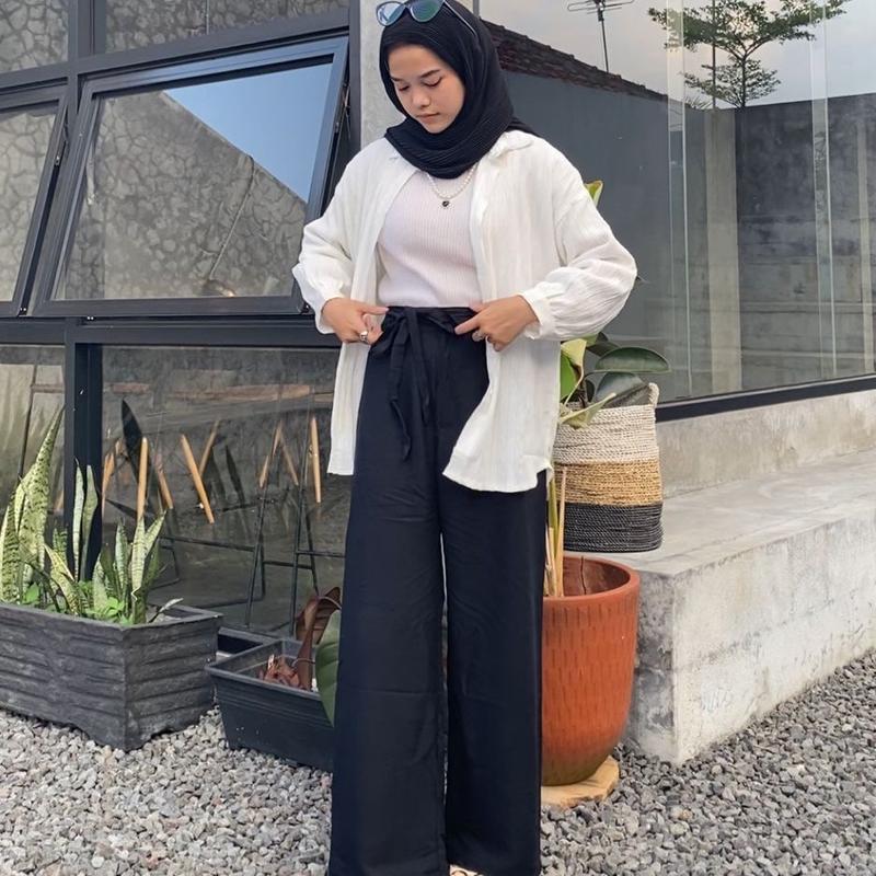 Jinnie Pants Rayon 3696 Kulot Tali Samping Rayon Premium