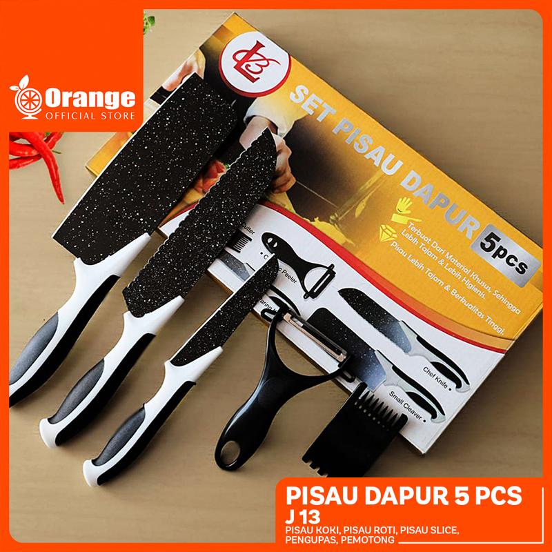 Set Pisau Dapur J13 isi 5pcs Warna Hitam / Black Knife (J13) (02)