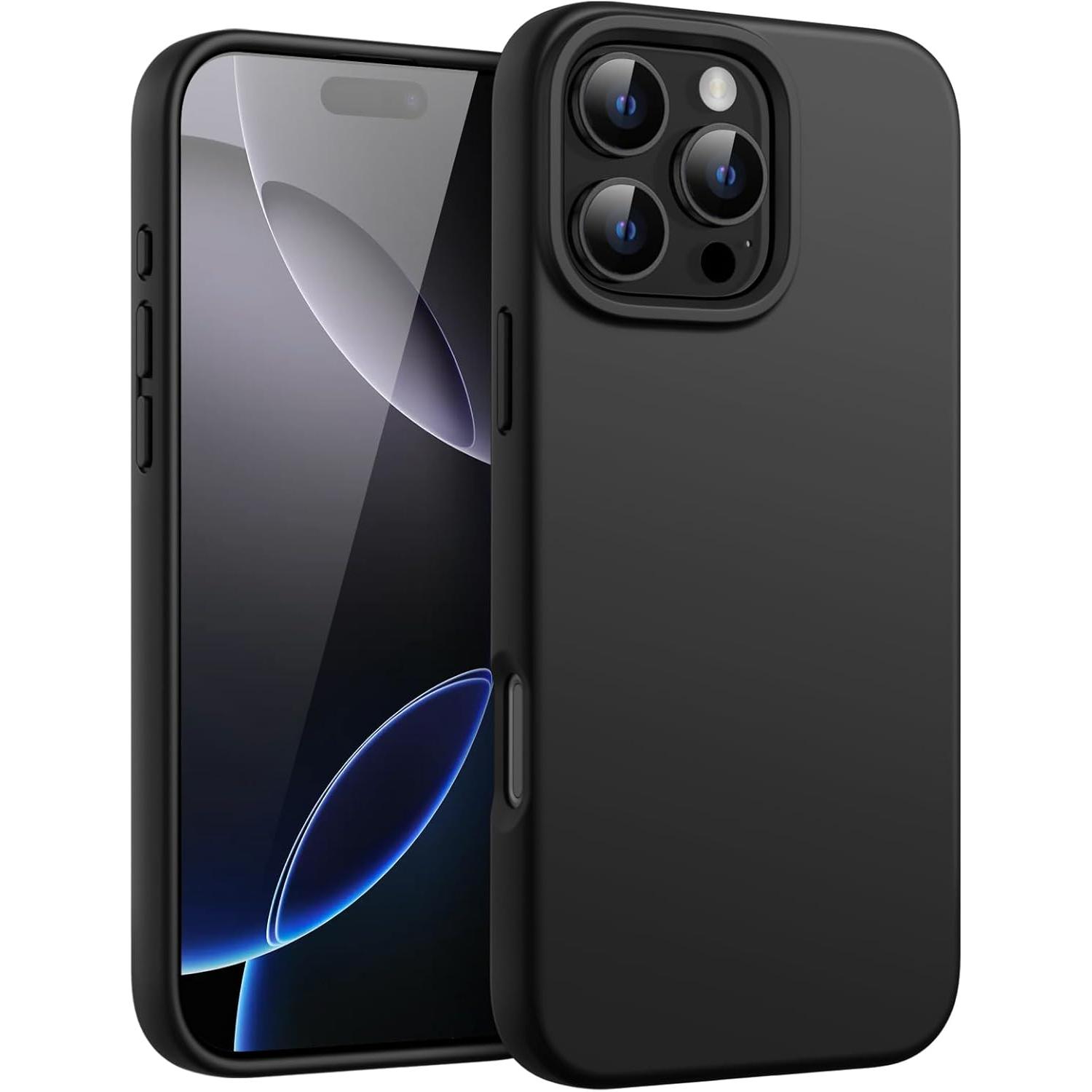 JETech Liquid Silicone Case for iPhone 16 Pro 6.3-Inch, Silky Soft Touch Full-Body Protective Phone Case, Anti-Scratch Shockproof Cover with Microfiber Lining (Black)