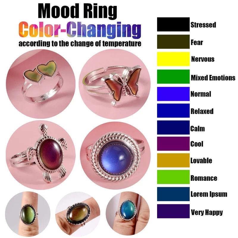 1pcs Change Mood Ring Round Emotion Feeling Changeable Ring Temperature Control Gems Color Changing Rings for Women Female Gifts-CoolChinaGoods