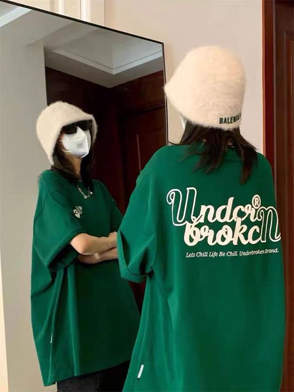 Áo phông lỡ tay unisex xanh lá form rộng hot trend