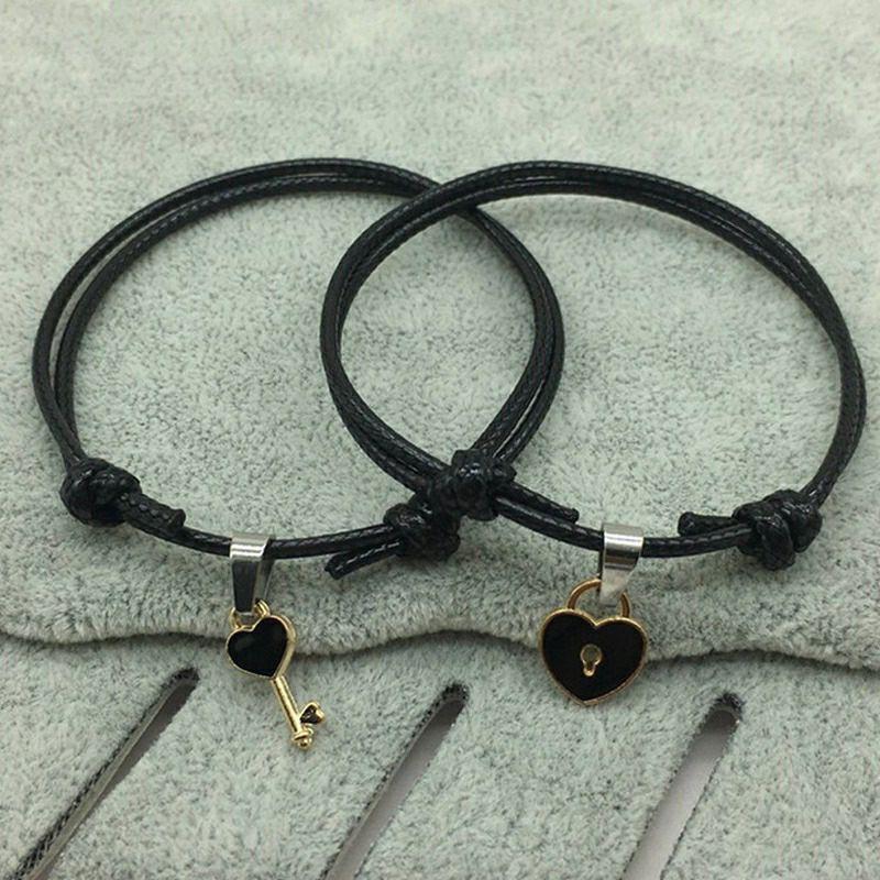 ☈ Local Seller Ready Stock] Couple Bracelet Alloy Key Heart Lock Char…