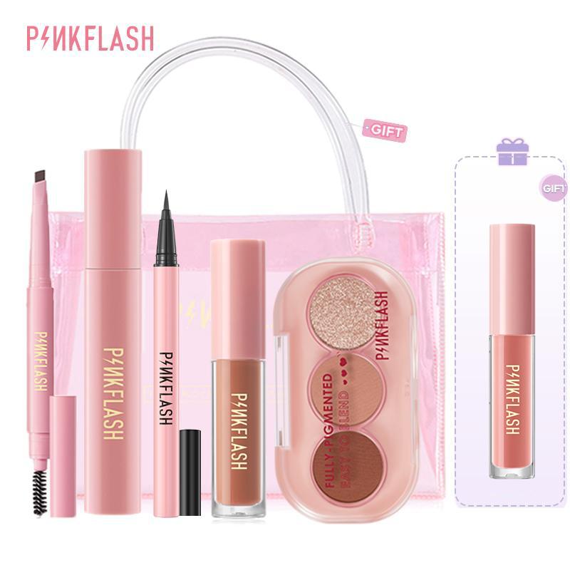 PINKFLASH Eye Makup Set 3 Shades Eyeshadow Matte Liquid Lipstik Ombre…