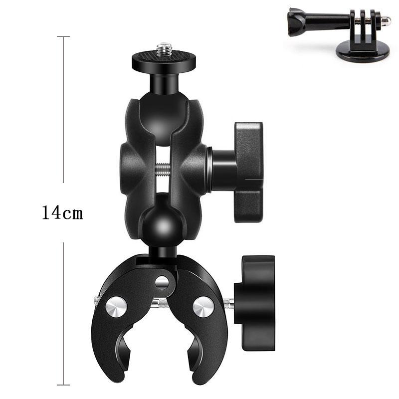 Motorcycle Bicycle Handlebar Clip Bracket For Insta360 X4 X3 X2 GoPro 12 11 10 SJCAM Selfie Stick Double Clip Monopod Mount_voghion.com