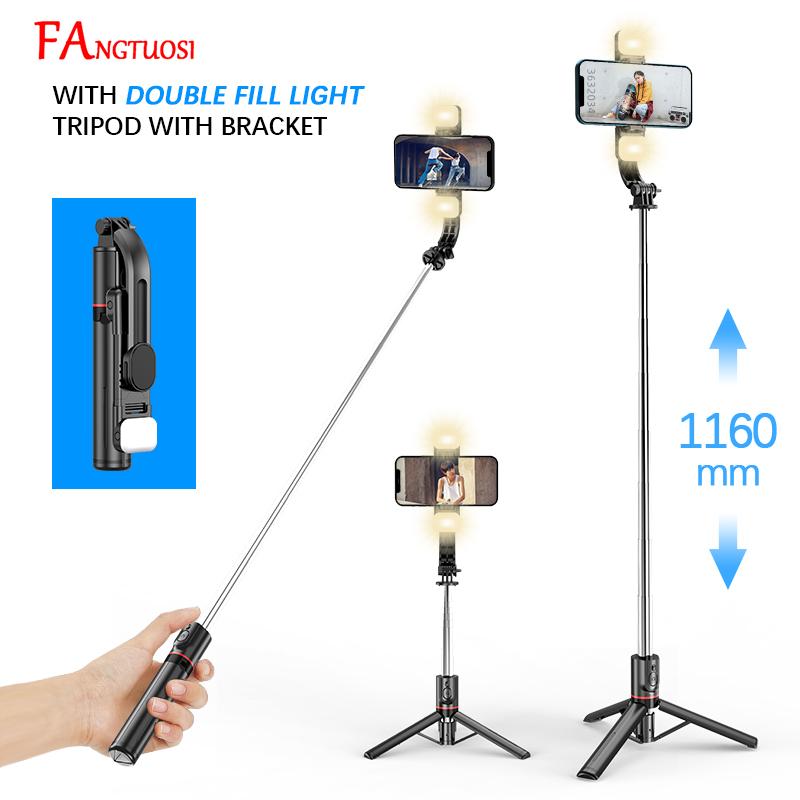 FANGTUOSI 1160mm Extended version bluetooth selfie stick fill light t…
