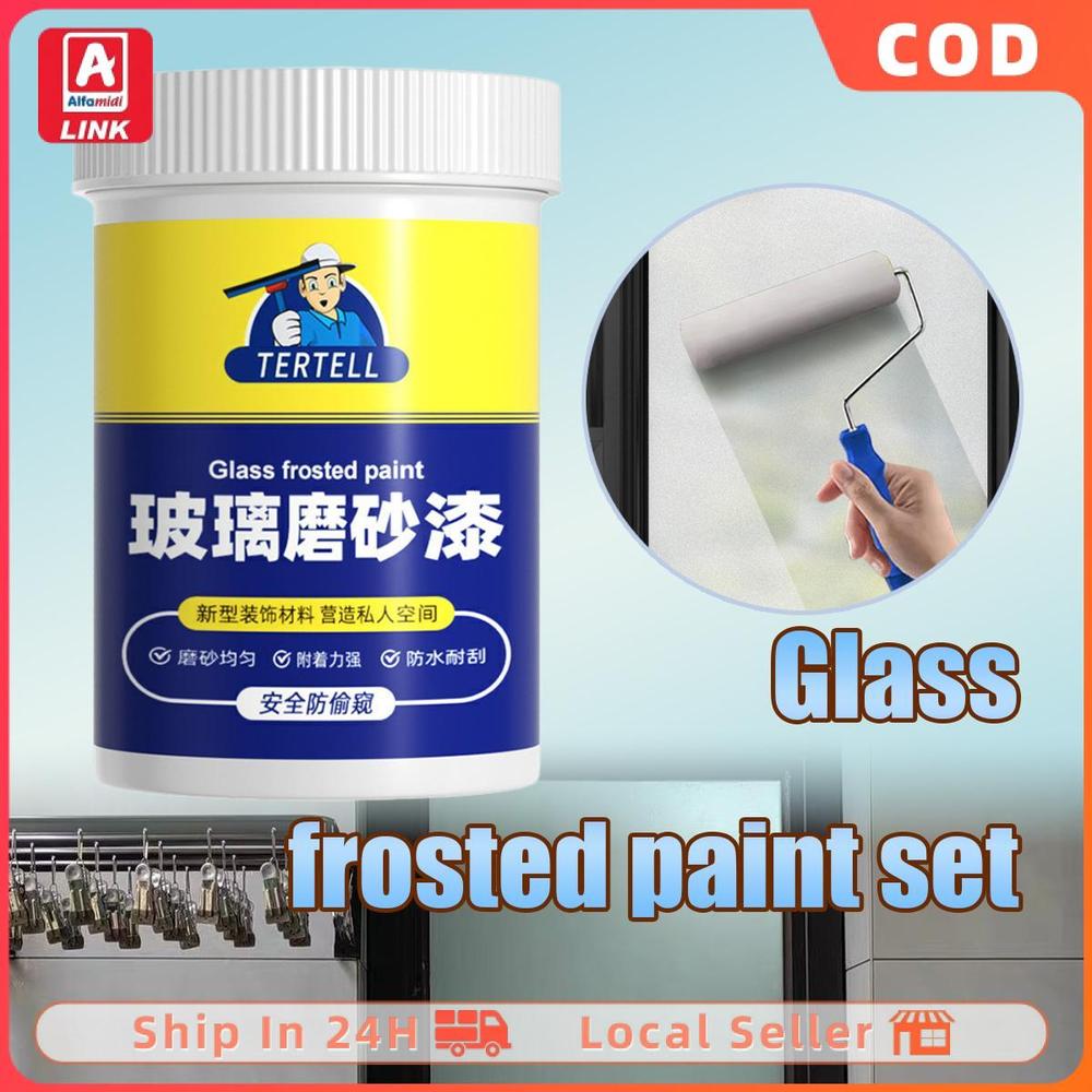 Alfamidi LINK"[500g Paint+Tool] Cat kaca buram Anti Intip Tembus Frosted Glass Paint Sandblast Toilet Kantor Blok Bening  " - Paint+Tool