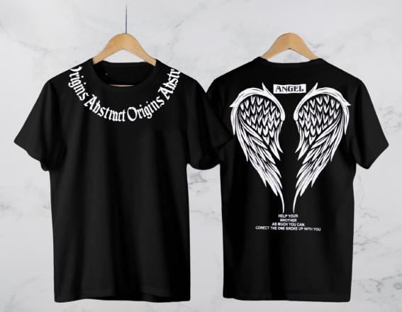 T-SHIRT KAOS DISTRO SAYAP ANGEL ABSTRACK ORIGINS KUPU2 UNISEX PRIA WA…