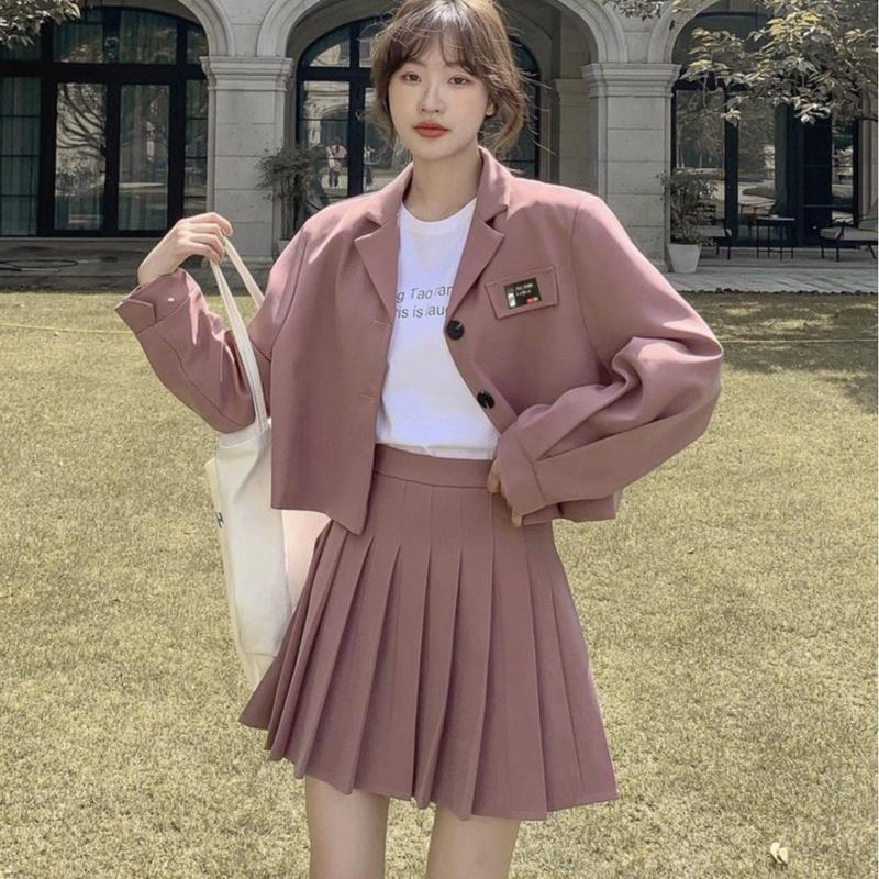 S086 Set áo vest blazer kèm chân váy xếp ly HB thiết kế thanh lịch đủ…