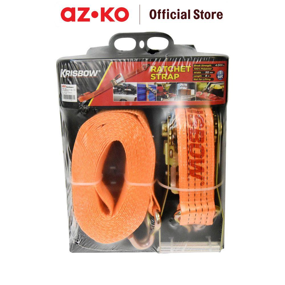 AZKO Krisbow Tali Pengikat Kargo Polyester 4 Ton - Oranye Cargo Strap Tali Pengikat Strap Barang Aksesoris Kendaraan Perlengkapan Logistik