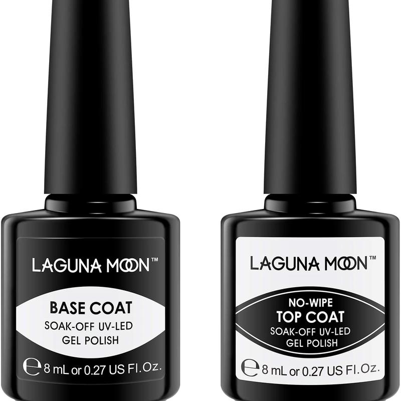 Lagunamoon Gel Nail Polish Base Coat and No Wipe Top Coat Gel Polish …