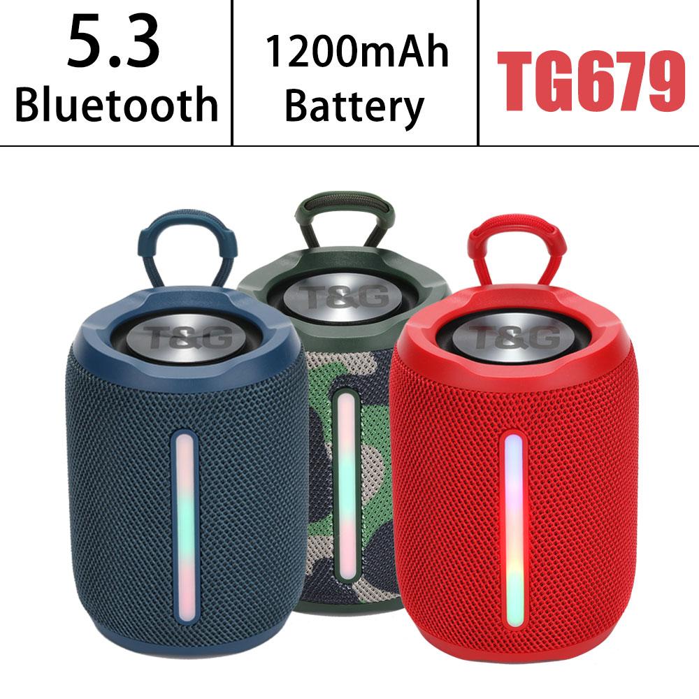Bluetooth Speaker TG679 1200mAh Portable Wireless TWS Sound Box Hands-free Call Support FM/TF Card LED Color Light caixa de som