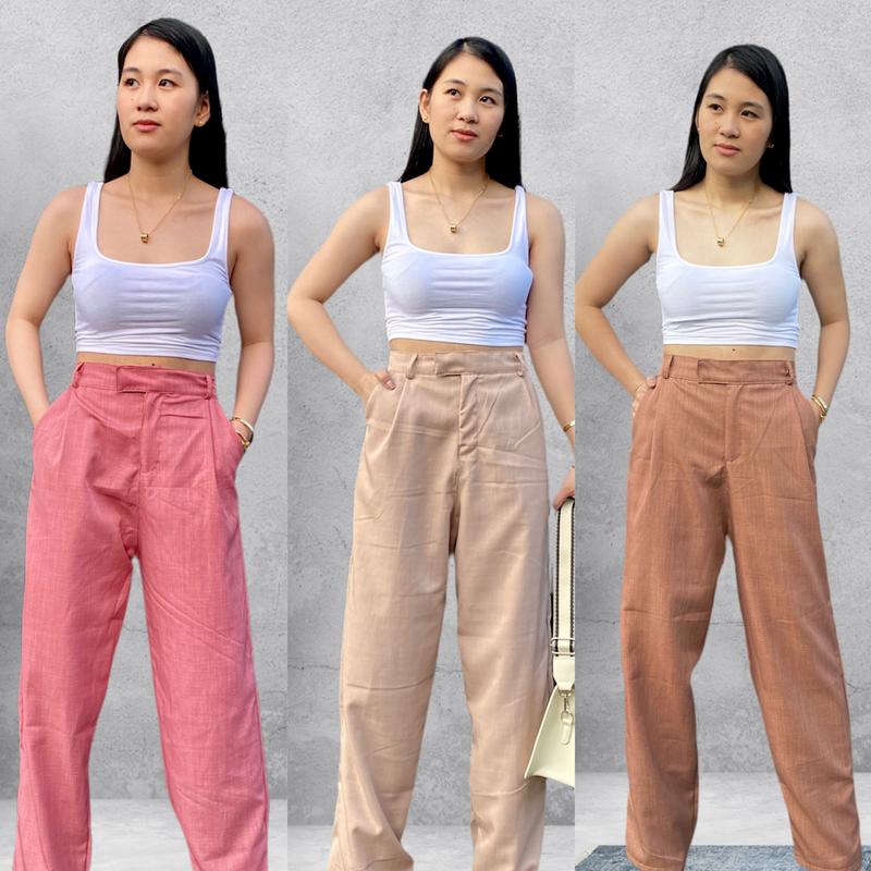 Acid High Waist Loose Trouser Pants