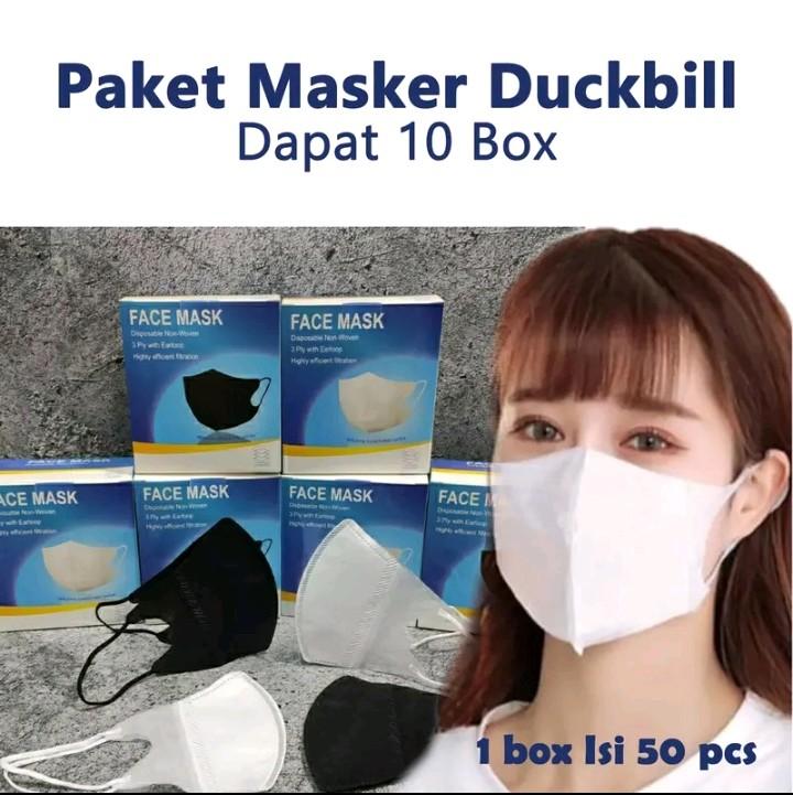 [COD] PAKET HEMAT MASKER DUCKBILL 90 RIBUAN DAPAT 10 BOX(PER BOX ISI 50 PCS) - 10 BOX HITAM