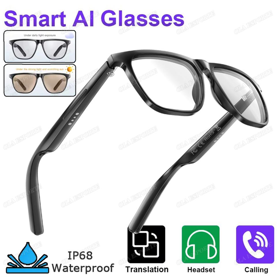 Smart Glasses Anti-UV AI Voice Assistant Music Headphones Bluetooth Call Outdoor Sports Camera Fashion Sunglasses For Men Women