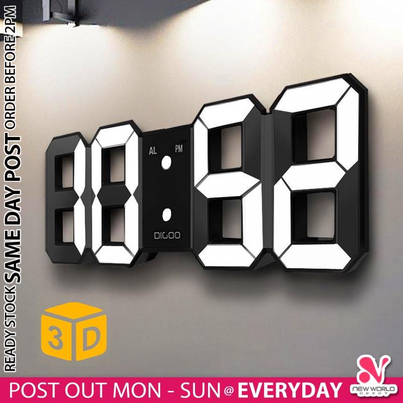 ( Free Battery ) 3D LED Alarm Temperature Night Mode Digital Clock Fo…