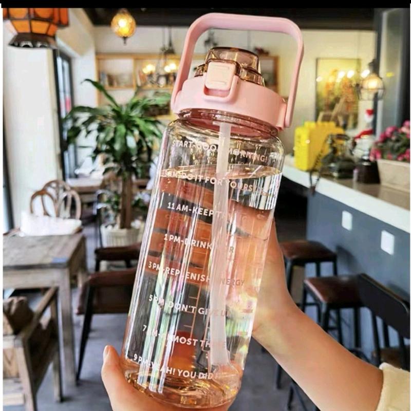 02000ML Sports Water Bottle with Straw Portable Large Capacity Water