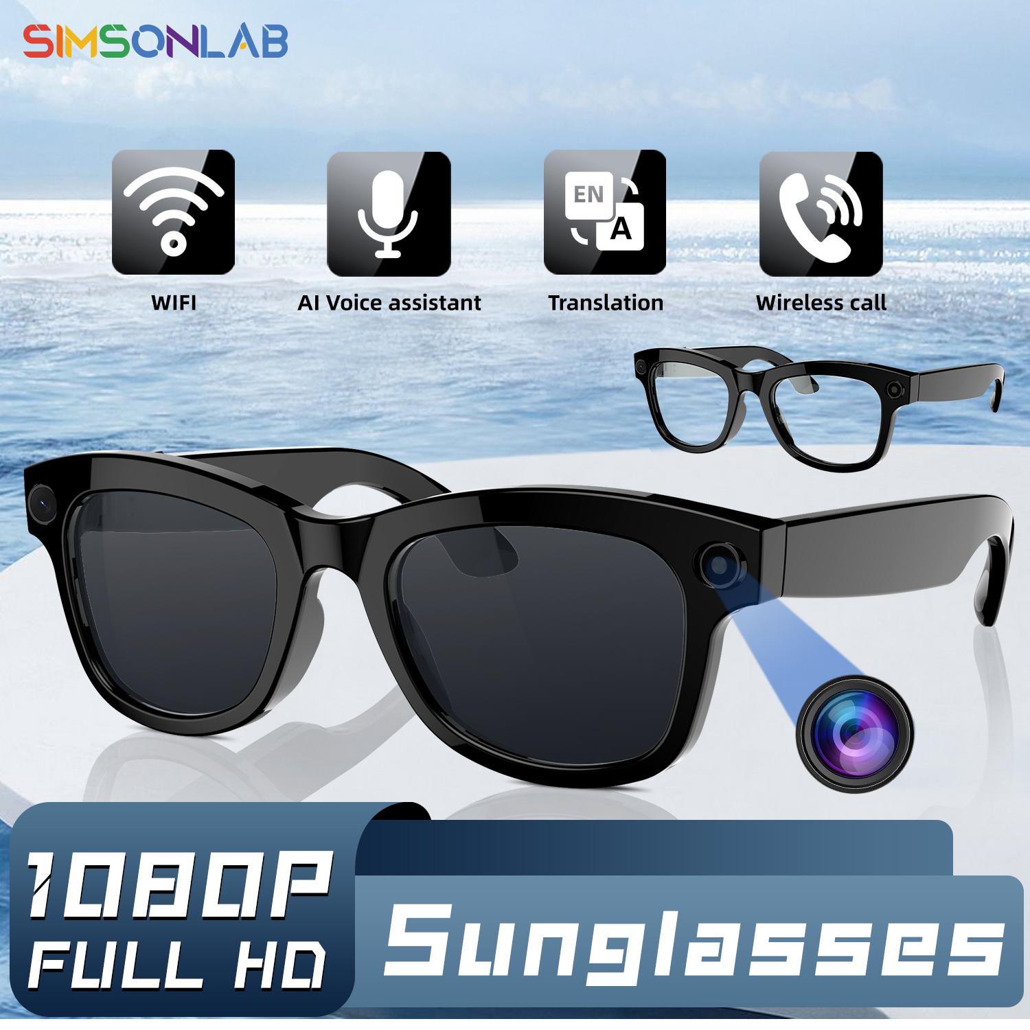 Smart Glasses Voice Assistant AI Translation 1080P HD Camera Bluetooth Call Outdoor Sports Headphones Sunglasses For Men Women