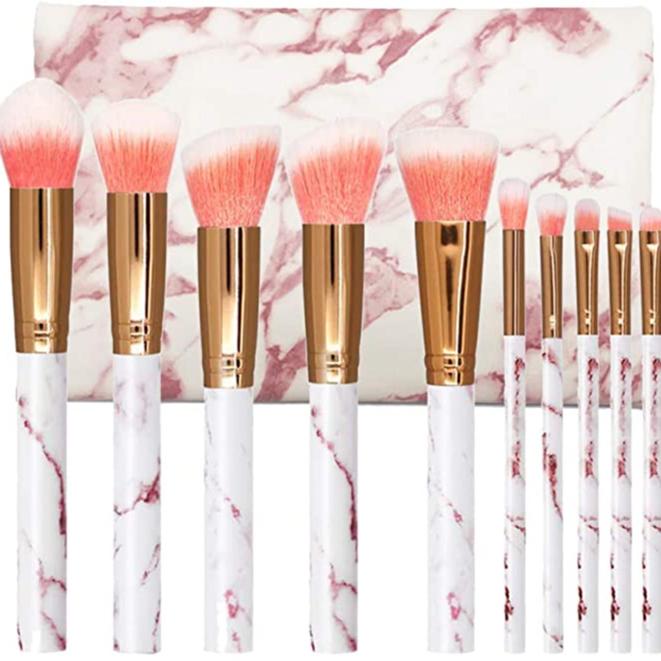 Girls Makeup Brushes 10PCs Stylish Marble Pattern Makeup Brushes Sets…