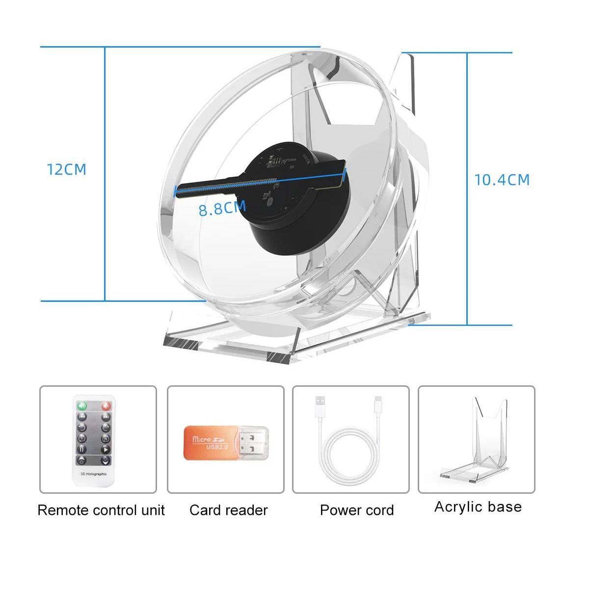 Mini 3D Hologram Fan Projector LED Sign Holographic Player support Image Video SD Card Shop Bar Party Advertising Display Light