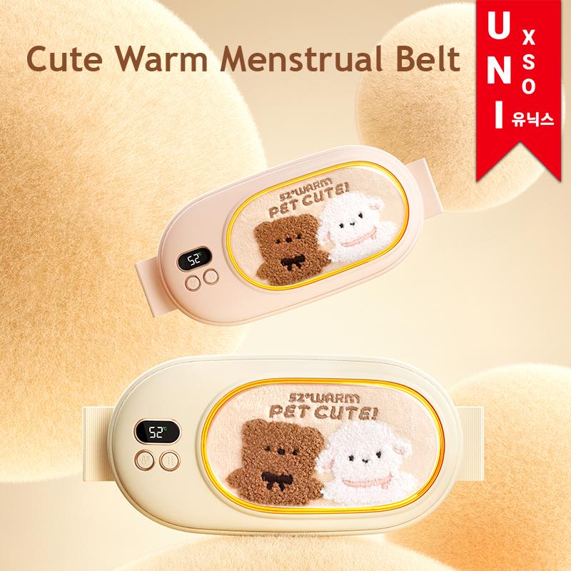 Unixso Portable Warm Belt - Penghangat Perut untuk Mengurangi Nyeri Menstruasi - Cute Beige