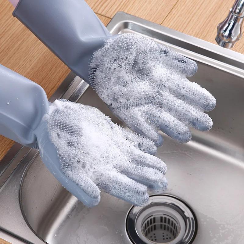 Silicone Dishwashing Gloves Dishwashing and Laundry Insulated Kitchen Cleaning Household Gloves Pet Bathing GlovesCoolCnGoods