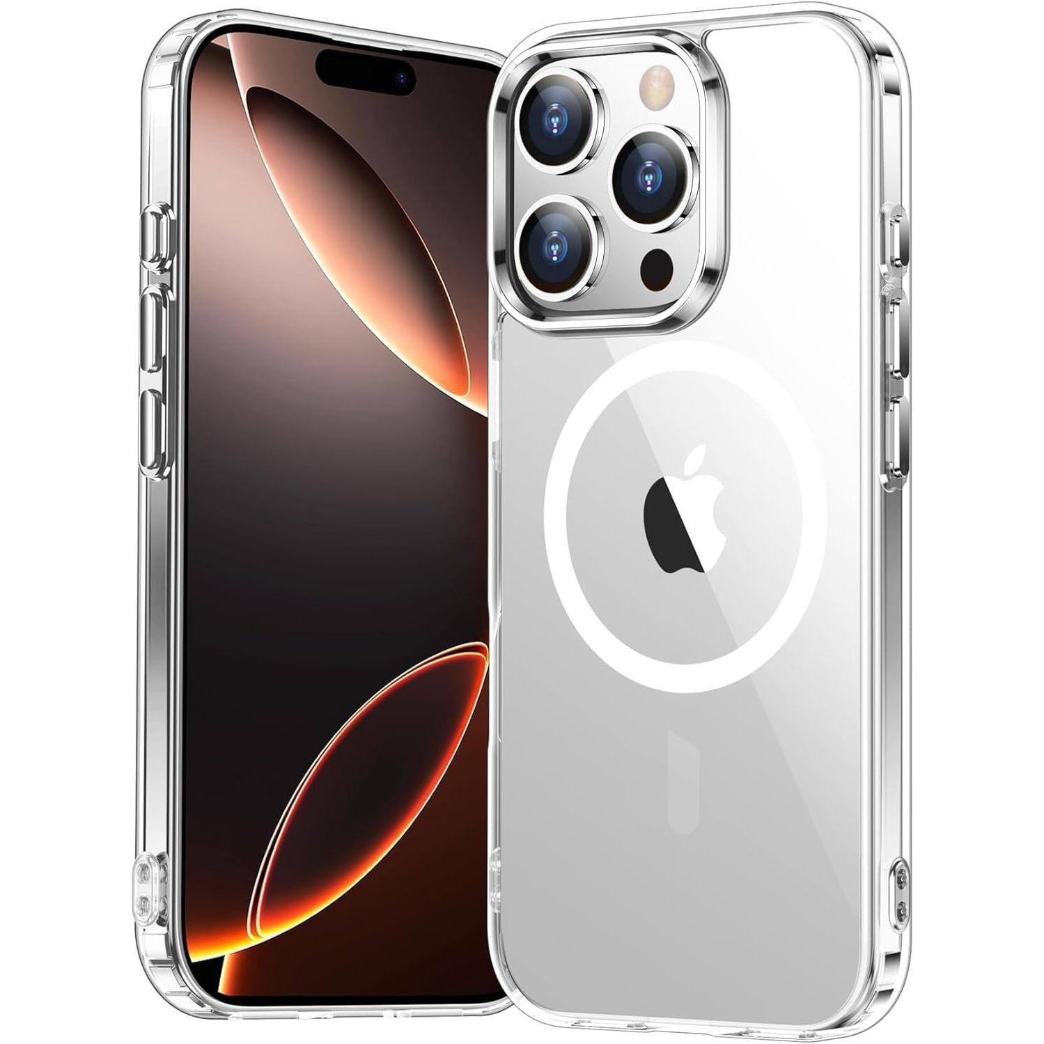 Temdan for iPhone 16 Pro Max Case Clear, [Compatible with Magsafe][Anti-Yellowing][Military-Grade Protection] Shockproof Slim Magnetic Phone Case for iPhone 16 Pro Max, Transparent