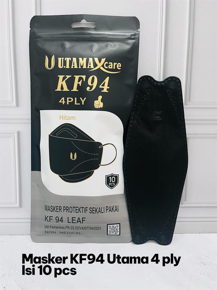 U.TAMAXcare Masker KF94 Utama 4 Ply Hitam & Putih Isi 10 Pcs Bahan Meltblown Filter Micro Partikel Virus dan Bakteri - KF UTAMA ABU