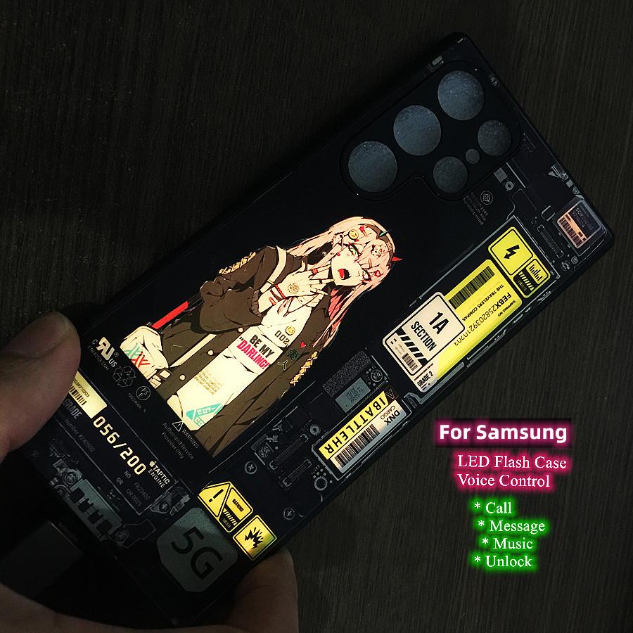 Anime Girl LED Luminous Phone Case for Samsung Galaxy A53 A32 S20 S21 Ultra S20 Note 20 10 S10 S9 Plus S22 S23 Plus Glass Cover
