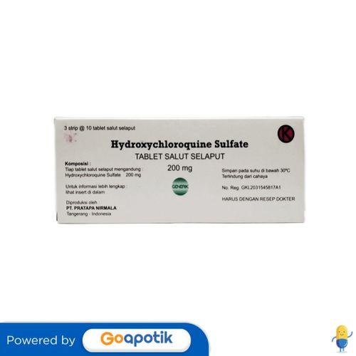 HYDROXYCHLOROQUINE SULFATE PRATAPA 200 MG BOX 30 TABLET