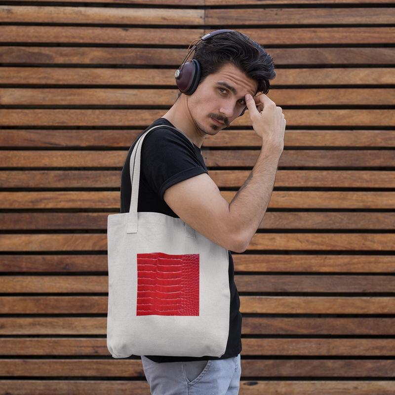 Totebag Saku Kulit Vegan Motif Buaya