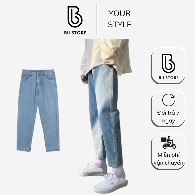 Quần jeans ống rộng nam nữ màu xanh form baggy , quần baggy ống rộng …