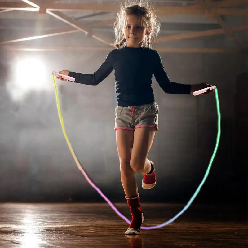 LED Light up Jump Rope Glowing LED Colorful Exercise Flashing Jump Rope Sports Light up Adjustable Luminous Toy for Boys and