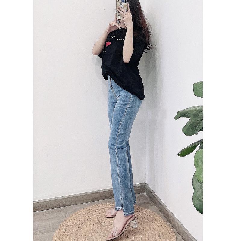 Jean Ống Đứng XẺ TÀ Dáng Suông Hàn Quốc, Quần Jean Ống Đứng Nữ, Quần …