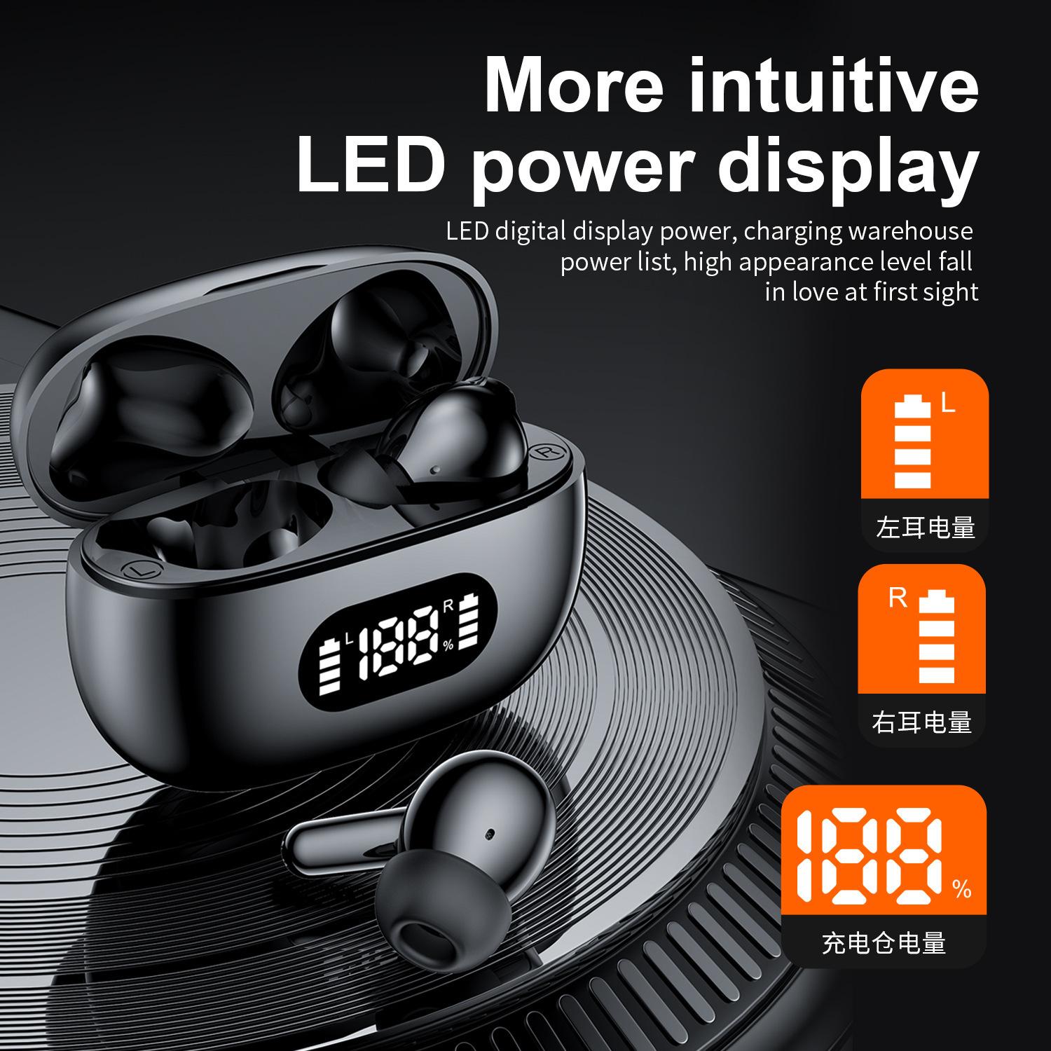F05 Wireless Bluetooth Headset Mobile Phone Call LED Digital Display Sports Heavy Bass Earplugs Universal Touch