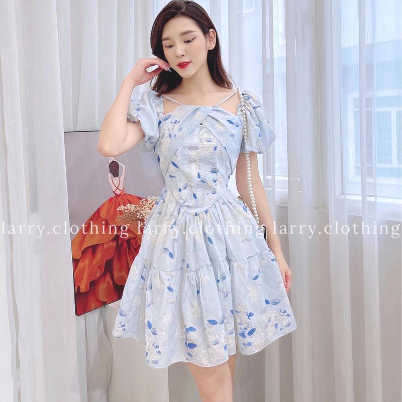 Váy Tay Bồng Cổ Chéo V577 Hàng Thiết Kế by Larry Clothing