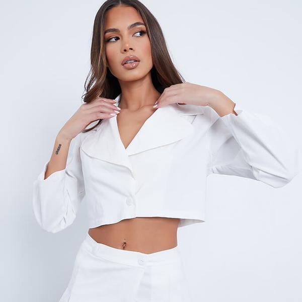Ivory Cropped Balloon Sleeve Jacket