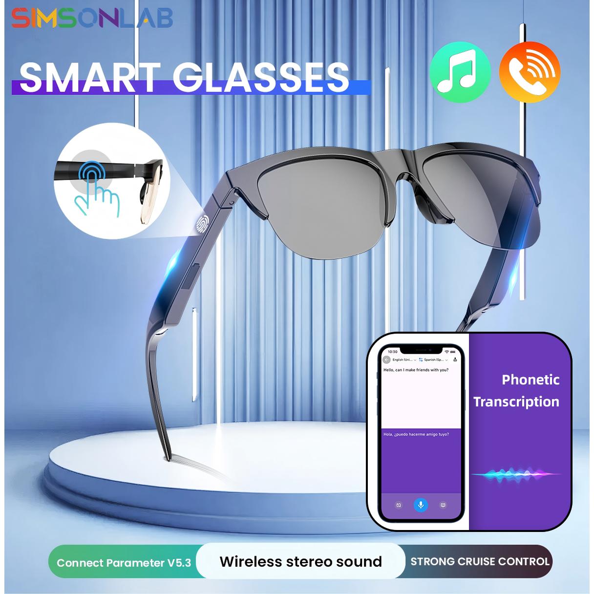 F06 AI Translation Smart Glasses Outdoor Sports V5.4 Bluetooth Call HD UV Protective Lenses Connected Bezel Men's Sunglasses