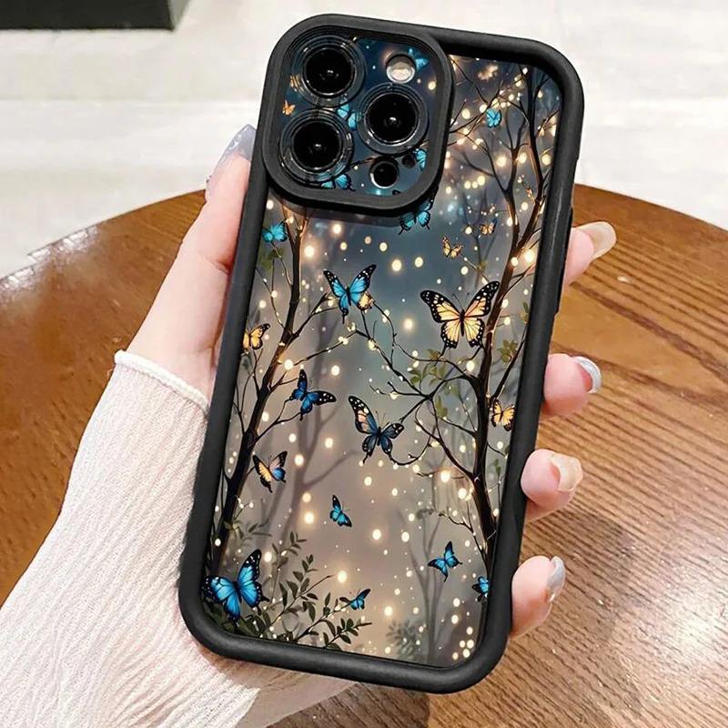 Glow In The Dark Butterfly Design Phone Case for iPhone 13 16 15 14 12 11 Pro Max X XR XS 7 8 16 Plus SE2 Soft Matte FUll Cover-CoolChinaGoods