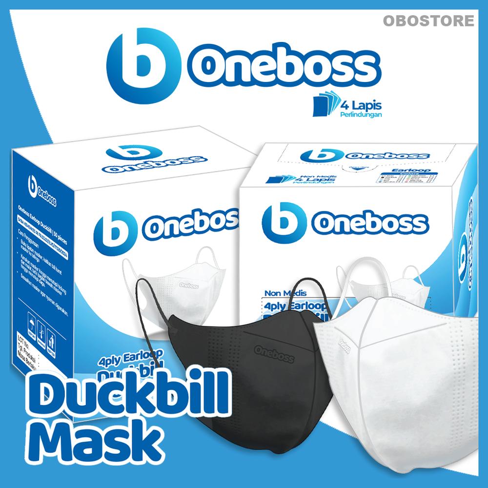 Masker Earloop 4Ply Duckbill Oneboss isi 50pcs - Hitam