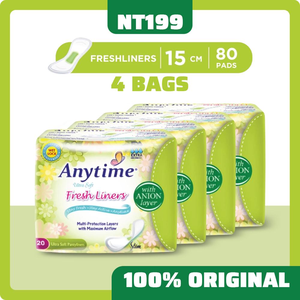 ANYTIME Paket Hemat 4 Bags Pantyliner Anion Herbal Higienis Atasi Keputihan - 4 Bags