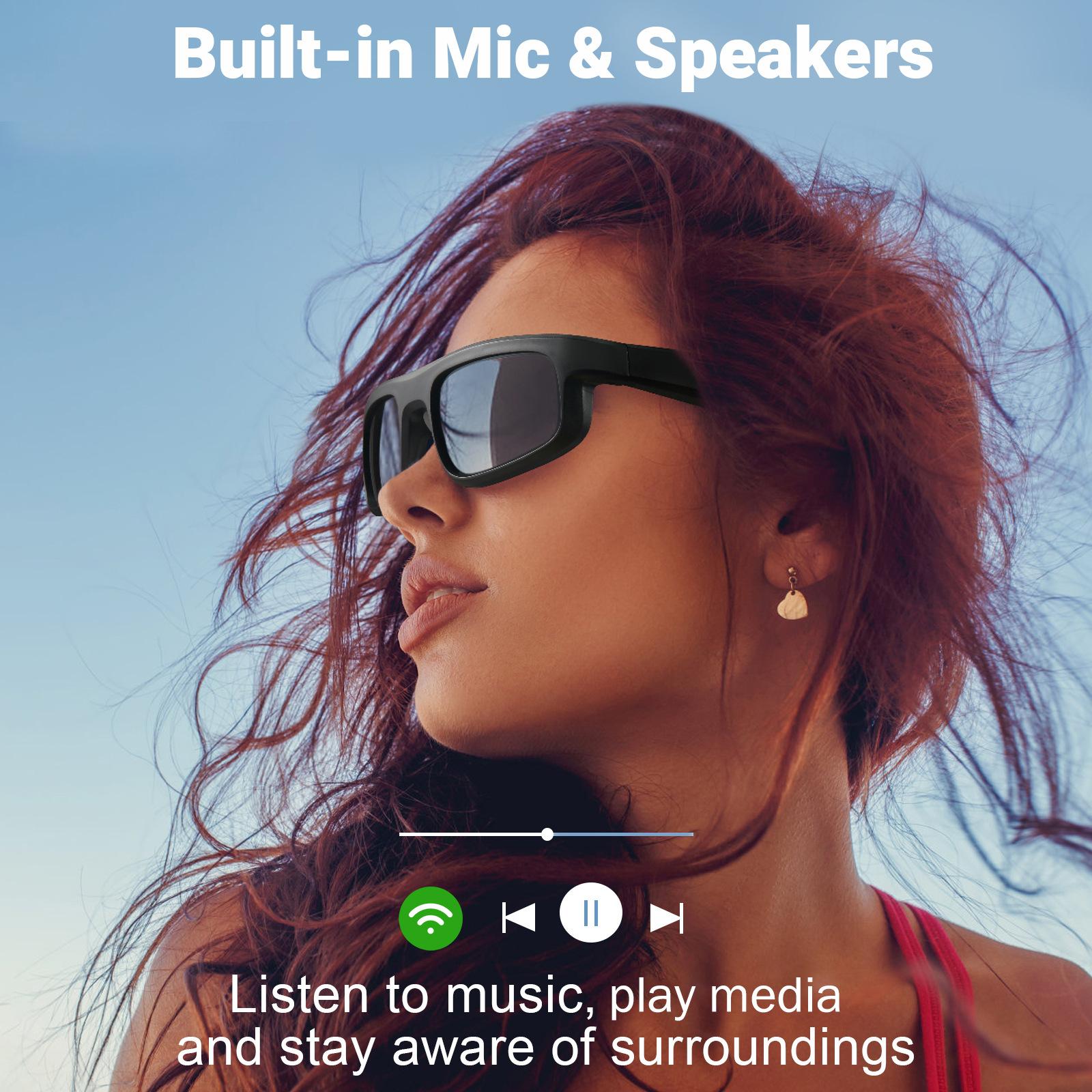 Smart Bluetooth Glasses Anti-UV Sunglasses Voice Assistant Music Stereo Sound Audio Air Conduction Wireless Earphones Headset